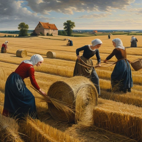 grain harvest,straw harvest,haymaking,grant wood,threshing,breadbasket,woman of straw,straw bales,wheat crops,agriculture,farm landscape,straw field,straw carts,round straw bales,bales of hay,bales,harvest,dutch landscape,breton,harvest festival,Photography,General,Natural