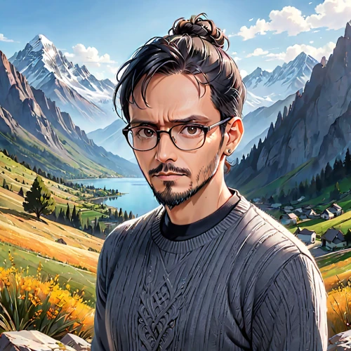 fantasy portrait,lokportrait,portrait background,custom portrait,world digital painting,artist portrait,autumn icon,game illustration,cg artwork,blogger icon,illustrator,author,eggishorn,sci fiction illustration,mountain guide,fantasy art,twitch icon,flat blogger icon,romantic portrait,landscape background,Anime,Anime,General