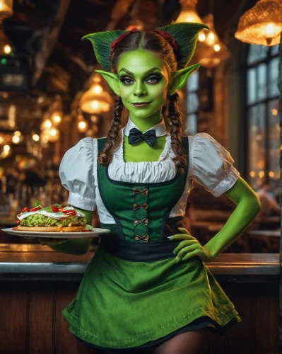 waitress,barmaid,bartender,waiting staff,wasabi,girl in the kitchen,barista,elves flight,wicked witch of the west,green aurora,appletini,star kitchen,celebration of witches,restaurants online,elf,elves,tiana,pizza service,cosplay image,chef,Photography,General,Fantasy