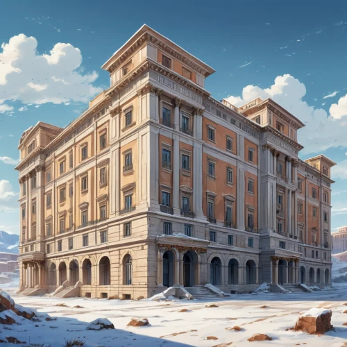 grand hotel,neoclassical,palazzo,ancient roman architecture,barberini,europe palace,italy colosseum,ancient rome,venetian hotel,aventine hill,hashima,apartment building,luxury hotel,classical architecture,neoclassic,modena,monte carlo,athenaeum,city palace,dormitory,Conceptual Art,Fantasy,Fantasy 23