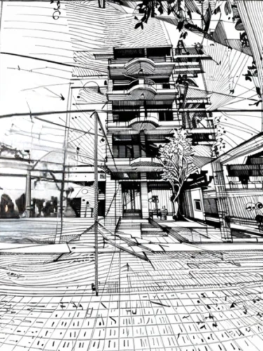 structure artistic,wireframe,tokyo tower,wireframe graphics,scaffolding,multiple exposure,japanese architecture,building construction,wire entanglement,wooden construction,structures,electric tower,under construction,asian architecture,electrical lines,construction site,steel scaffolding,hanging temple,play tower,connections