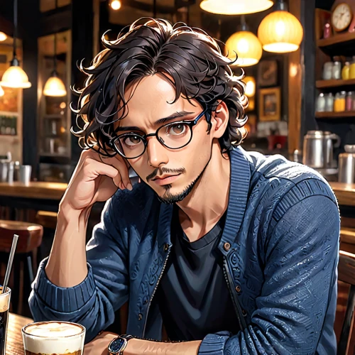 cafe,barista,coffee background,with glasses,reading glasses,jin deui,glasses,paris cafe,drinking coffee,coffeemania,parisian coffee,portrait background,bartender,street cafe,coffee zone,coffee shop,two glasses,yukio,coffee,coffeetogo,Anime,Anime,General