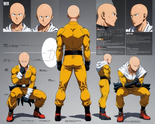 male character,martial arts uniform,yellow jacket,takikomi gohan,male mask killer,character animation,male poses for drawing,toori,main character,grey fox,comic character,bolt-004,sanshou,yellow orange,protective suit,sigma,nikuman,game character,costume design,shaolin kung fu,Unique,Design,Character Design