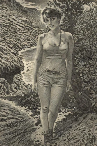 girl on the river,the blonde in the river,woman walking,charcoal drawing,vintage drawing,pencil drawing,female model,female runner,woman at the well,farmer in the woods,girl on the dune,crocodile woman,chalk drawing,advertising figure,charcoal pencil,hiker,female worker,cienaga de zapata,lilian gish - female,woman holding gun,Art sketch,Art sketch,Traditional
