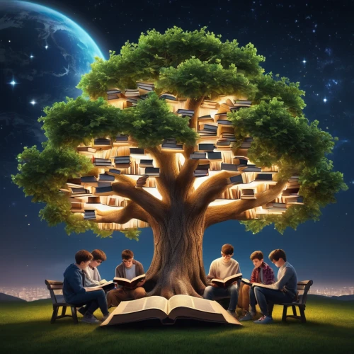 children studying,tree of life,magic tree,magic book,wondertree,plane-tree family,family tree,celtic tree,sci fiction illustration,children's fairy tale,tree house,read a book,fantasy picture,bodhi tree,the branches of the tree,circle around tree,children learning,children's background,open book,the japanese tree,Photography,General,Realistic
