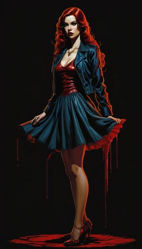 scarlet witch,vampire woman,vampire lady,clary,vampira,black widow,bloody mary,mystique,queen of hearts,maraschino,femme fatale,red-haired,redhead doll,social,neo-burlesque,rosella,evil woman,bloodstream,widow,gothic woman,Illustration,American Style,American Style 07