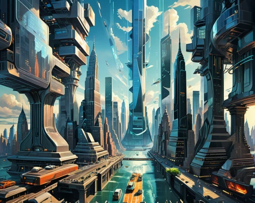 futuristic landscape,sci fiction illustration,futuristic architecture,fantasy city,metropolis,ancient city,city cities,sci fi,scifi,city blocks,sci-fi,sci - fi,fractal environment,harbour city,fantasy landscape,3d fantasy,dystopian,cities,virtual landscape,city scape,Conceptual Art,Sci-Fi,Sci-Fi 06