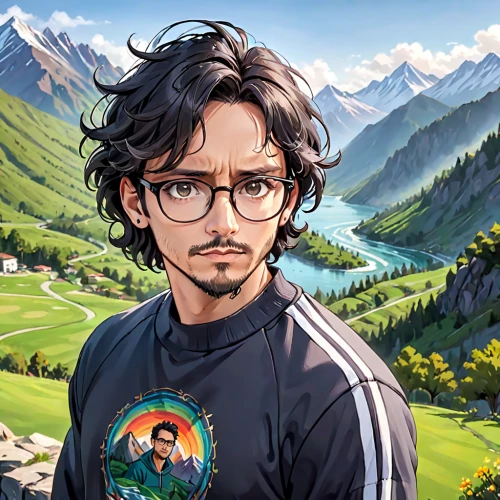 kojima,custom portrait,fantasy portrait,vector illustration,world digital painting,portrait background,lokportrait,grindelwald,artist portrait,cg artwork,himalayas,game illustration,twitch icon,iztlacihuatl,eggishorn,illustrator,vector art,landscape background,fan art,karakoram,Anime,Anime,General