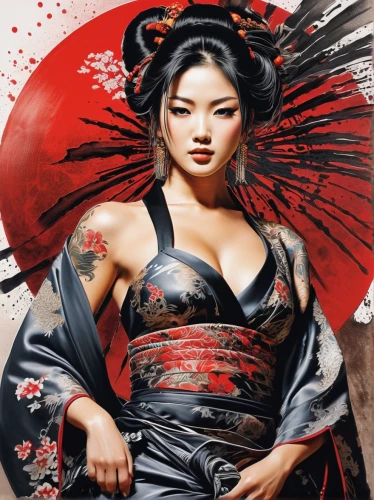 geisha,geisha girl,japanese art,oriental princess,chinese art,katana,oriental girl,oriental painting,japanese woman,samurai,samurai fighter,red lantern,japanese martial arts,beautiful girls with katana,mulan,oriental,japanese culture,asian woman,japanese background,plum blossoms,Illustration,Japanese style,Japanese Style 18