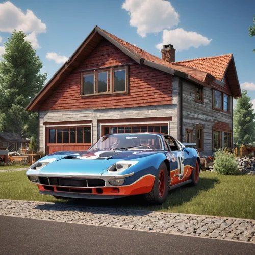 porsche 914,ferrari daytona,iso grifo,berlinetta,garage,de tomaso pantera,alpine drive,ferrari 308 gtb/gts,ats 2500 gt,summer cottage,alpine style,bmw z8,game car,country cottage,ferrari monza,porsche 924,triumph gt6,country estate,croft,farmstead,Photography,General,Realistic