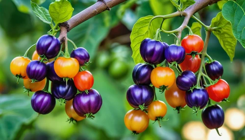 solanaceae,nightshade plant,solanum,grape tomatoes,capsicum annuum,bush tomato,coffee fruits,colorful peppers,elder berries,eggplants,cherry tomatoes,pepper plant,solanum jasminoides,egg plant,chile de árbol,fruits plants,solanum lycocarpum,solanum melongena,fruit bush,wall,Photography,General,Realistic