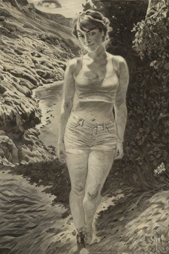 woman walking,girl on the dune,female runner,charcoal drawing,chalk drawing,girl walking away,girl on the river,advertising figure,graphite,the blonde in the river,matruschka,hiker,female model,charcoal pencil,vintage drawing,venus,woman at the well,sepia,charcoal,pencil drawing,Art sketch,Art sketch,Traditional