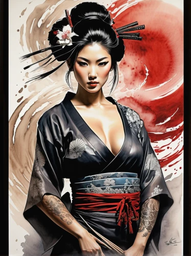 geisha girl,geisha,japanese art,japanese woman,samurai,samurai fighter,japanese martial arts,oriental girl,japanese culture,chinese art,cool woodblock images,katana,oriental princess,japanese style,oriental,japanese character,oriental painting,japanese,japanese background,shinto,Illustration,Paper based,Paper Based 05