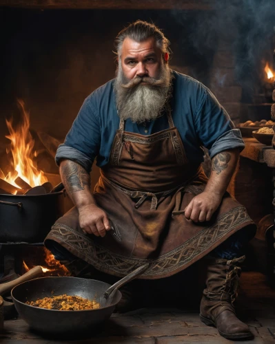 dwarf cookin,blacksmith,tinsmith,metalsmith,cast iron skillet,men chef,chief cook,cast iron,southern cooking,cookery,artisan,food and cooking,silversmith,copper cookware,steelworker,farrier,woodworker,craftsman,viking,fishmonger,Photography,General,Fantasy