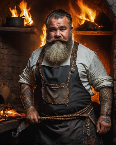 dwarf cookin,blacksmith,men chef,chef,fire master,dwarf sundheim,tinsmith,chief cook,viking,chef's uniform,lucus burns,fire artist,knife kitchen,steelworker,chef's hat,southern cooking,woodsman,iron-pour,barbarian,wood fired pizza,Photography,General,Fantasy