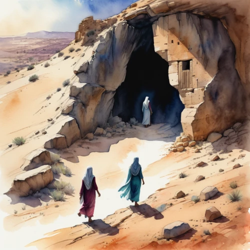 empty tomb,qumran caves,cave church,dead sea scrolls,dead sea scroll,genesis land in jerusalem,the manger,way of the cross,the limestone cave entrance,place of pilgrimage,resurrection,nativity of jesus,qumran,burial chamber,heaven gate,easter card,church painting,holy places,fourth advent,bethlehem,Illustration,Paper based,Paper Based 25