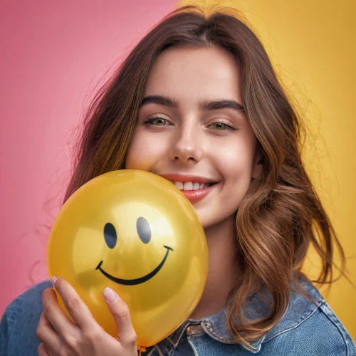 emoji balloons,smilies,girl with speech bubble,emoji,smiley emoji,net promoter score,smileys,emojis,a girl's smile,yellow background,emojicon,cheerful,smiling,grin,friendly smiley,smile,lemon background,portrait background,be happy,don't worry be happy,Photography,General,Realistic