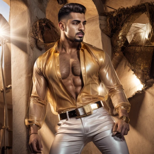 male model,gold colored,latino,gold lacquer,gold color,leather texture,yellow jacket,golden color,fashion shoot,golden frame,drago milenario,gold plated,abdel rahman,yellow-gold,white clothing,gold wall,golden rain,stud yellow,leather,gold stucco frame