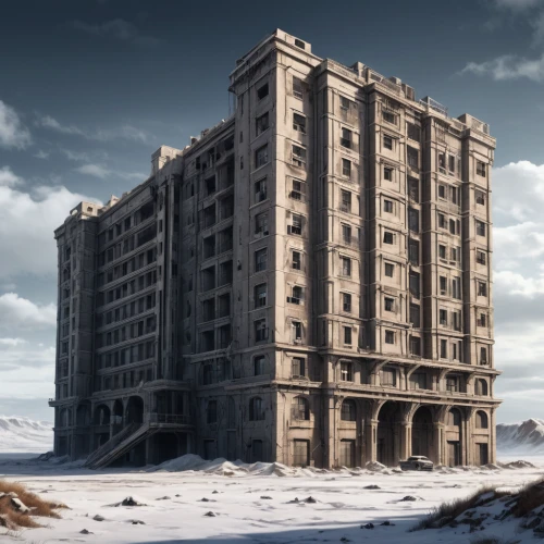 hashima,gunkanjima,apartment block,prora,stalin skyscraper,post-apocalyptic landscape,karnak,stalingrad,apartment building,luxury decay,post-apocalypse,ruin,block of flats,abandoned place,apartment house,abandoned building,abandoned,post apocalyptic,abandoned places,apartment complex,Conceptual Art,Fantasy,Fantasy 33