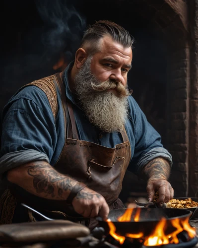 dwarf cookin,blacksmith,tinsmith,men chef,dwarf sundheim,metalsmith,steelworker,artisan,craftsman,chef,fire artist,viking,cast iron skillet,geppetto,cast iron,cookery,silversmith,chief cook,fire master,fishmonger,Photography,General,Fantasy