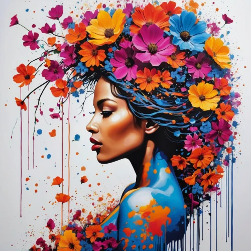 flower painting,flower art,girl in flowers,boho art,flower wall en,graffiti art,oil painting on canvas,beautiful girl with flowers,colorful floral,art painting,bodypainting,wreath of flowers,flora,body painting,flower nectar,flower girl,girl in a wreath,meticulous painting,colorful flowers,floral composition