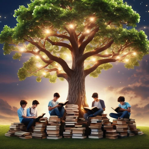 children studying,tree of life,read a book,e-book readers,book cover,magic tree,the branches of the tree,plane-tree family,readers,the books,wondertree,books,cardstock tree,the japanese tree,reading,publish a book online,circle around tree,tree toppers,magic book,publish e-book online,Photography,General,Realistic