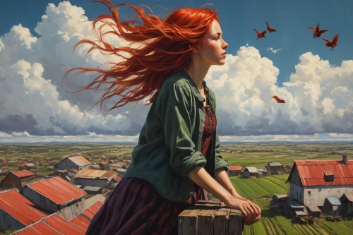 little girl in wind,flying girl,fantasy picture,fantasy art,world digital painting,wind,winds,wind vane,mystical portrait of a girl,fantasy portrait,vanessa (butterfly),flying seeds,wanderer,wind finder,the wanderer,one autumn afternoon,sci fiction illustration,woman thinking,prairie,isolated butterfly,Conceptual Art,Fantasy,Fantasy 15