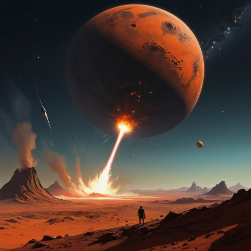 red planet,planet mars,space art,alien planet,exoplanet,fire planet,sci fiction illustration,mission to mars,asteroid,alien world,desert planet,gas planet,asteroids,mars probe,lunar landscape,martian,planets,futuristic landscape,meteor,planetary system,Conceptual Art,Sci-Fi,Sci-Fi 07