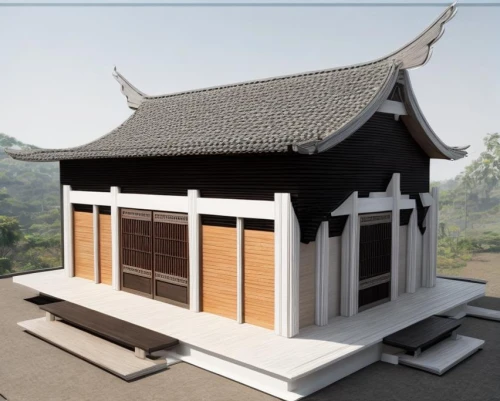 hanok,asian architecture,3d rendering,folding roof,house roof,japanese shrine,japanese architecture,wooden roof,wooden house,model house,timber house,roof landscape,roof panels,roof construction,wooden facade,render,grass roof,3d model,miniature house,cooling house,Common,Common,Film