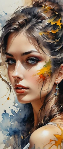 art painting,mystical portrait of a girl,world digital painting,watercolor paint strokes,meticulous painting,fantasy art,photo painting,glass painting,painted lady,watercolor women accessory,fashion illustration,flower painting,painting technique,portrait background,fantasy portrait,boho art,oil painting on canvas,watercolor paint,watercolor background,oil painting