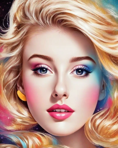 airbrushed,world digital painting,beauty face skin,neon makeup,women's cosmetics,fashion vector,colorful background,pop art girl,portrait background,pop art style,cosmetic brush,pop art colors,digital art,fantasy portrait,pop art effect,pop art woman,artist color,illustrator,andromeda,painting technique