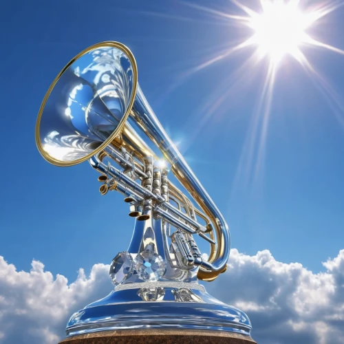 fanfare horn,sousaphone,wind instruments,saxhorn,trumpet of jericho,wind instrument,tuba,gold trumpet,alto horn,flugelhorn,brass instrument,trumpet gold,climbing trumpet,mellophone,trumpet of the swan,trumpet shaped,trumpet,golden record,vienna horn,instrument trumpet,Photography,General,Realistic