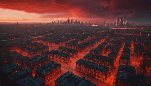 city in flames,destroyed city,apocalyptic,post-apocalyptic landscape,dystopian,apocalypse,metropolis,post-apocalypse,the end of the world,dystopia,inferno,black city,scorched earth,cityscape,armageddon,burning earth,red milan,paris,aerial landscape,end of the world,Photography,General,Fantasy