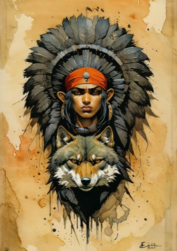 shamanic,shamanism,the american indian,indian headdress,native american,american indian,cherokee,totem,native,warrior woman,native american indian dog,red chief,tribal chief,headdress,lionesses,two lion,forest king lion,red cloud,amerindien,indigenous,Illustration,Realistic Fantasy,Realistic Fantasy 06