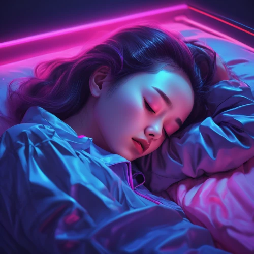 vector illustration,vector art,neon lights,vector graphic,pink vector,digital painting,sci fiction illustration,neon light,sleeping rose,girl in bed,the sleeping rose,world digital painting,zzz,digital art,uv,vapor,sleeping,cg artwork,digital illustration,sleep