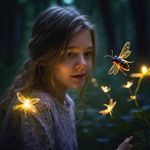 fireflies,little girl fairy,child fairy,mystical portrait of a girl,girl in flowers,faery,faerie,the night of kupala,children's fairy tale,fairy,butterfly isolated,beautiful girl with flowers,flower fairy,firefly,fairy lights,kahila garland-lily,fairy forest,fairies aloft,fairy lanterns,fairy dust,Photography,Artistic Photography,Artistic Photography 04