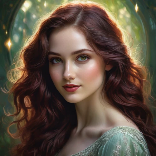 fantasy portrait,faery,celtic woman,faerie,fae,mystical portrait of a girl,romantic portrait,fantasy art,merida,the enchantress,dryad,fairy tale character,fantasy picture,fairy queen,celtic queen,world digital painting,elven,fantasy woman,portrait background,rosa 'the fairy,Illustration,Paper based,Paper Based 18