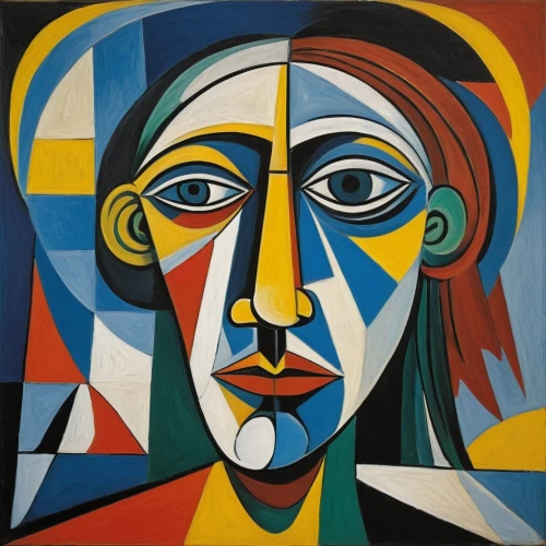 picasso,cubism,woman's face,roy lichtenstein,woman face,mondrian,art deco woman,decorative figure,woman thinking,portrait of a woman,dali,vinci,italian painter,head woman,face,woman sitting,multicolor faces,face portrait,head icon,woman holding pie,Art,Artistic Painting,Artistic Painting 05