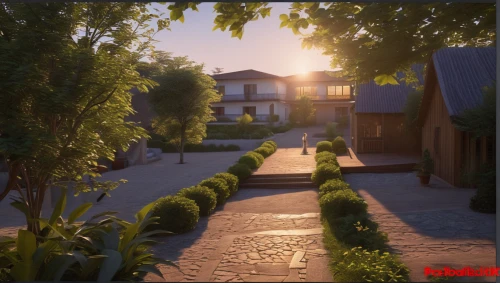 3d rendered,3d rendering,3d render,render,townhouses,old linden alley,rendering,wooden houses,build by mirza golam pir,development concept,blocks of houses,residential area,visual effect lighting,evening sun,new housing development,narrow street,village street,home landscape,suburb,hacienda,Photography,General,Realistic