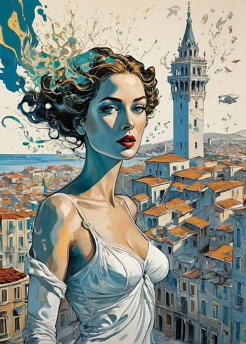 the carnival of venice,venetia,la violetta,venezia,the wind from the sea,venetian,hallia venezia,venice,vertigo,mazarine blue,women's novels,aventine hill,mystique,gone with the wind,fantasy art,sci fiction illustration,aphrodite,italian poster,il giglio,the sea maid,Unique,Design,Character Design