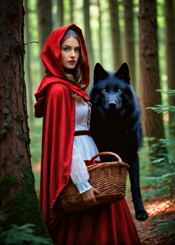 red riding hood,little red riding hood,girl with dog,red coat,fantasy picture,fairy tale icons,gothic portrait,fairy tale character,ursa,black shepherd,bear guardian,fairytale characters,red cape,fairy tale,children's fairy tale,fairy tales,bearskin,nordic bear,a fairy tale,carpathian shepherd dog,Photography,General,Fantasy