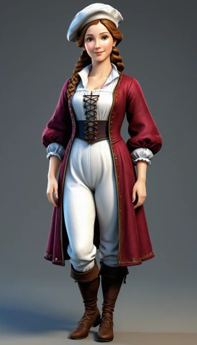 lady medic,female doctor,the hat-female,folk costume,pilgrim,pirate,musketeer,country dress,dwarf sundheim,sterntaler,bavarian,east-european shepherd,napoleon bonaparte,fairy tale character,suit of the snow maiden,victorian lady,female nurse,princess anna,boots turned backwards,women's clothing,Unique,3D,3D Character