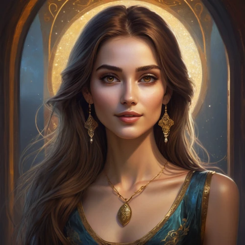 fantasy portrait,romantic portrait,fantasy art,gold jewelry,world digital painting,mystical portrait of a girl,portrait background,zodiac sign libra,celtic queen,celtic woman,fantasy picture,jewelry,gift of jewelry,priestess,mary-gold,sorceress,custom portrait,girl portrait,golden crown,libra,Illustration,Paper based,Paper Based 18