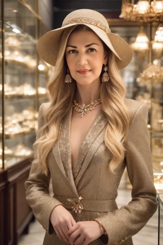 jewelry store,the hat of the woman,hallia venezia,the hat-female,leather hat,gold jewelry,women's accessories,gold cap,business woman,businesswoman,shopping icon,social,women fashion,gold business,mary-gold,vintage fashion,bridal jewelry,panama hat,ladies hat,miss circassian