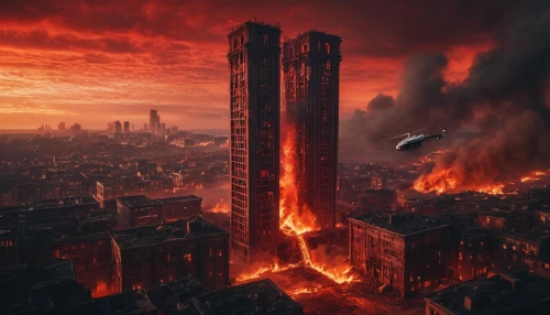 city in flames,apocalyptic,pillar of fire,the conflagration,destroyed city,apocalypse,dystopian,post-apocalypse,sweden fire,the end of the world,stalin skyscraper,inferno,post-apocalyptic landscape,dystopia,armageddon,conflagration,end of the world,stalinist skyscraper,fire disaster,high-rises,Photography,General,Fantasy