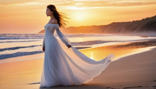 girl in a long dress,girl on the dune,sun bride,evening dress,wedding gown,wedding dresses,celtic woman,girl in a long dress from the back,wedding dress,girl in white dress,long dress,bridal dress,walk on the beach,bridal clothing,gracefulness,robe,wedding photography,white winter dress,sea breeze,passion photography,Photography,General,Realistic