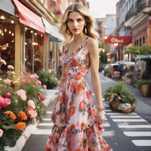 floral dress,vintage floral,floral,flowery,girl in flowers,colorful floral,girl in a long dress,fashion street,dress shop,flower shop,flower girl,beautiful girl with flowers,vintage dress,meatpacking district,new york streets,floral heart,long dress,orange blossom,girl in a long dress from the back,flower stand