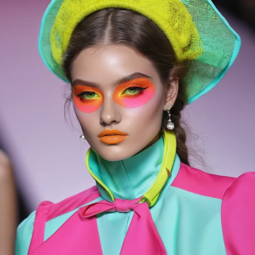 neon makeup,harlequin,neon colors,sorbet,pastels,haute couture,fashion design,fashion doll,runways,trend color,highlighter,vibrant color,colourful,runway,neon candies,rainbow color palette,doll's facial features,saturated colors,multicolor faces,tutti frutti,Photography,Fashion Photography,Fashion Photography 08