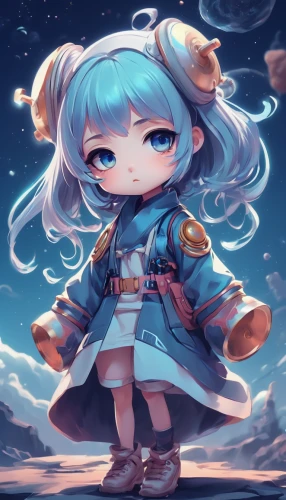 meteora,rem in arabian nights,cyan,aurora,chibi girl,navi,ferry,zodiac sign libra,starry sky,aqua,negev,neptune,luna,poppy,lunar,little clouds,magi,show off aurora,chibi,constellation lyre