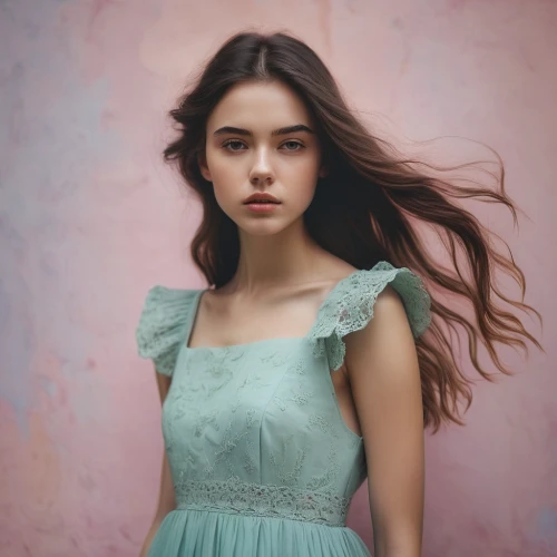 girl in a long dress,portrait of a girl,a girl in a dress,young woman,beautiful girl with flowers,mystical portrait of a girl,pastel colors,girl portrait,girl in flowers,quinceañera,liberty cotton,pretty young woman,vintage floral,beautiful young woman,pastels,green dress,vintage angel,portrait photography,elegant,vintage dress,Photography,Documentary Photography,Documentary Photography 08